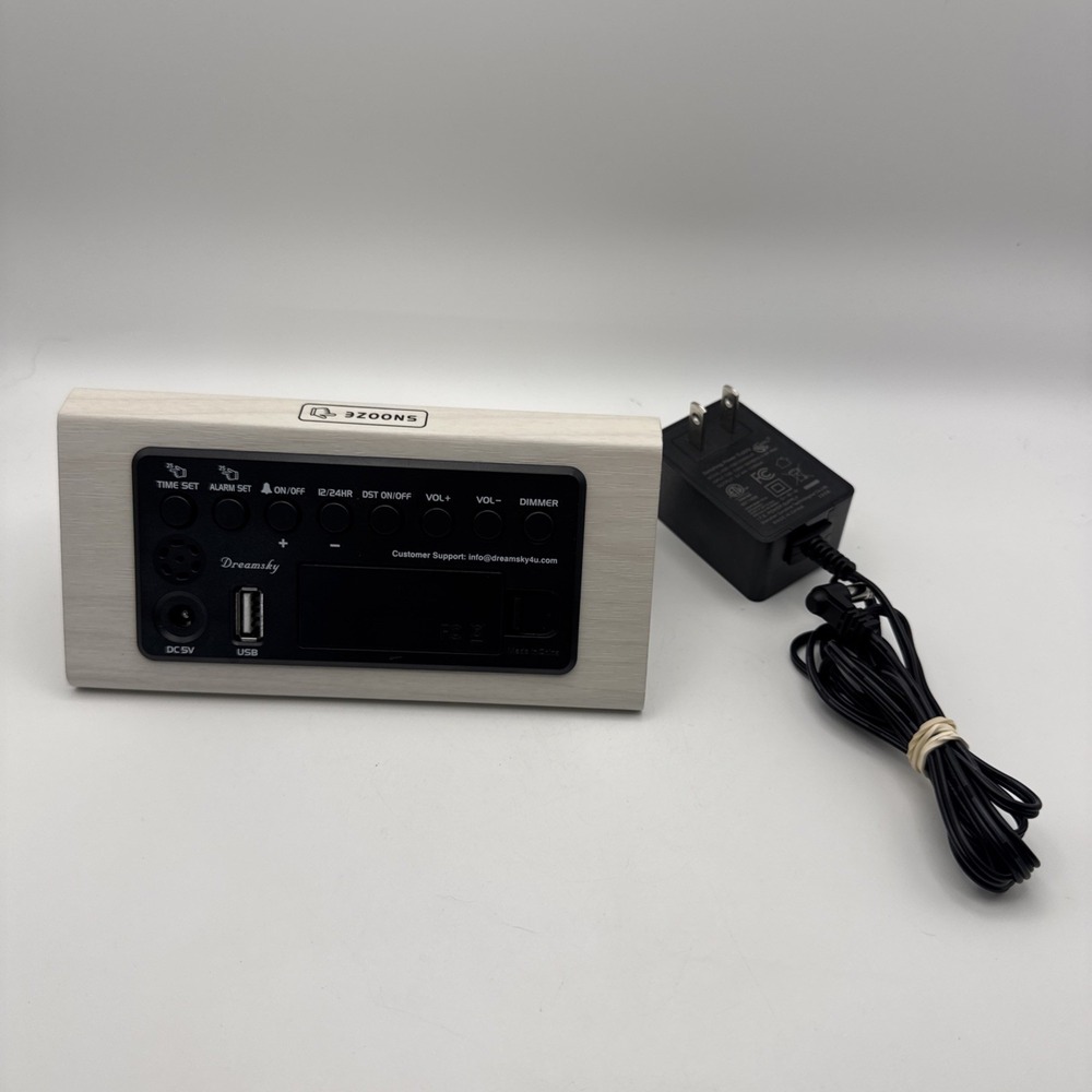 Dreamsky Beige Digital Alarm Clock USB Charging Snooze Modern Plastic